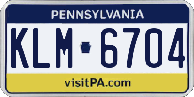 PA license plate KLM6704