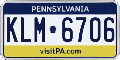 PA license plate KLM6706