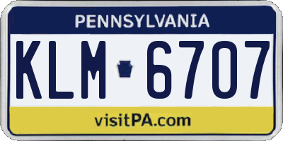 PA license plate KLM6707