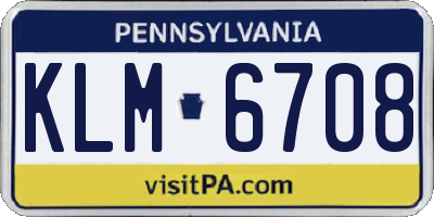 PA license plate KLM6708