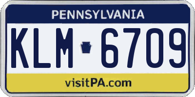 PA license plate KLM6709