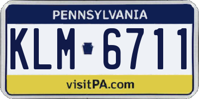 PA license plate KLM6711