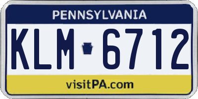 PA license plate KLM6712