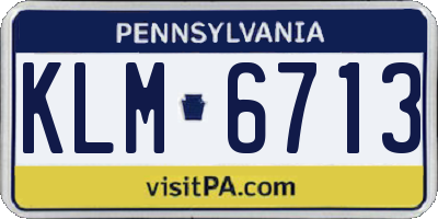 PA license plate KLM6713