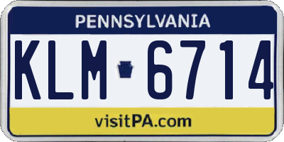 PA license plate KLM6714