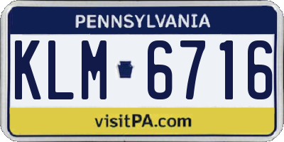 PA license plate KLM6716