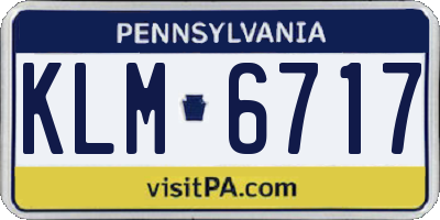 PA license plate KLM6717