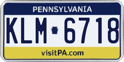 PA license plate KLM6718