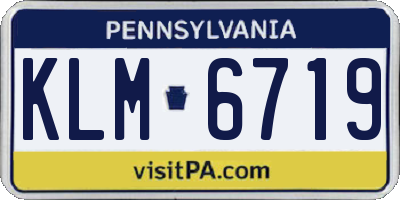 PA license plate KLM6719
