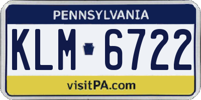 PA license plate KLM6722