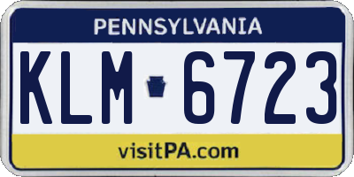 PA license plate KLM6723