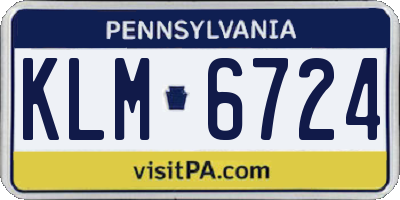 PA license plate KLM6724