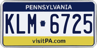PA license plate KLM6725