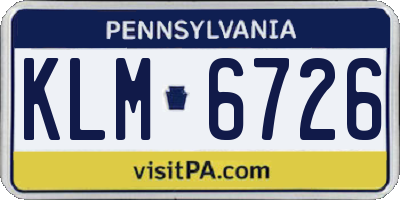 PA license plate KLM6726