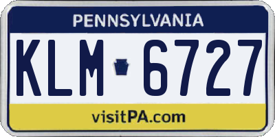 PA license plate KLM6727