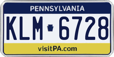 PA license plate KLM6728