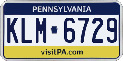 PA license plate KLM6729