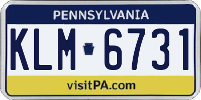 PA license plate KLM6731