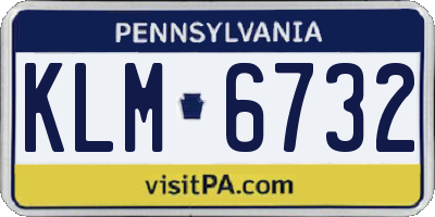 PA license plate KLM6732