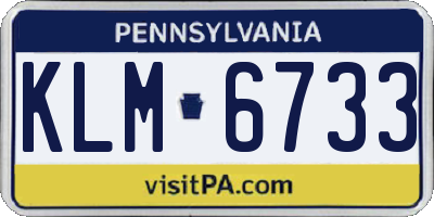 PA license plate KLM6733