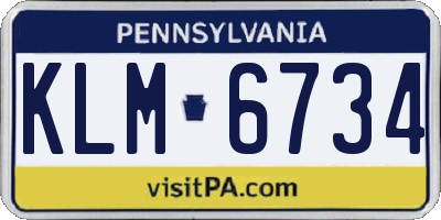 PA license plate KLM6734