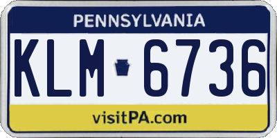 PA license plate KLM6736