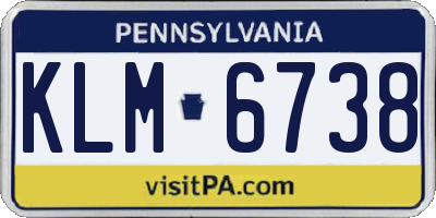 PA license plate KLM6738