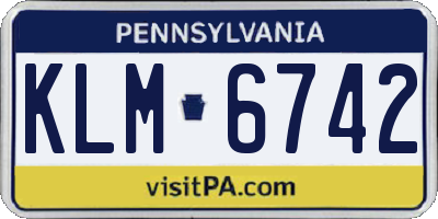 PA license plate KLM6742