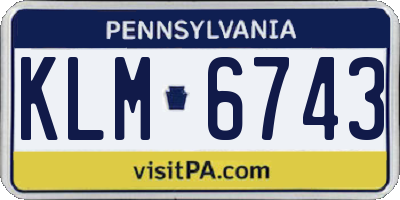 PA license plate KLM6743