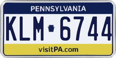 PA license plate KLM6744