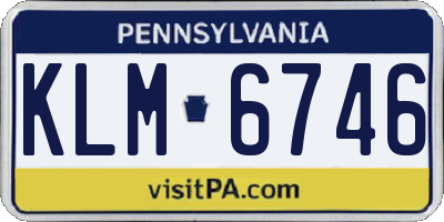 PA license plate KLM6746