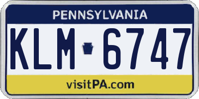 PA license plate KLM6747