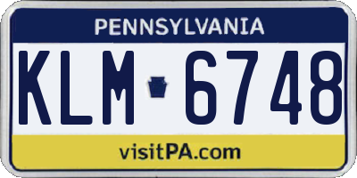 PA license plate KLM6748