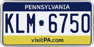 PA license plate KLM6750