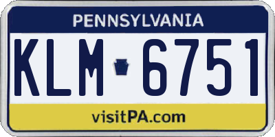 PA license plate KLM6751