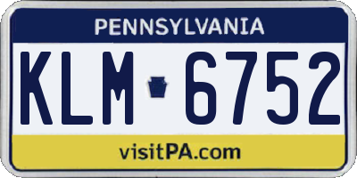 PA license plate KLM6752
