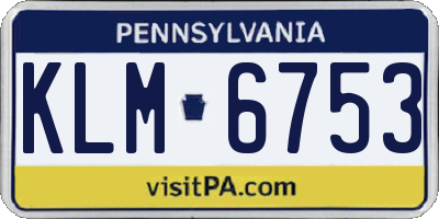 PA license plate KLM6753