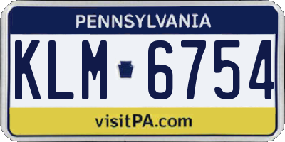 PA license plate KLM6754
