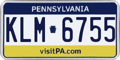 PA license plate KLM6755