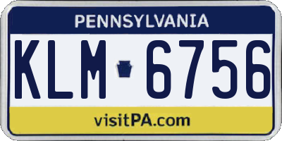 PA license plate KLM6756