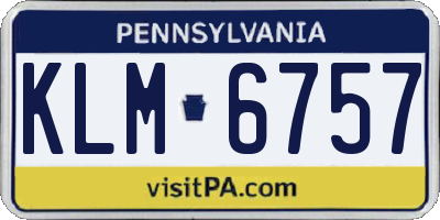 PA license plate KLM6757