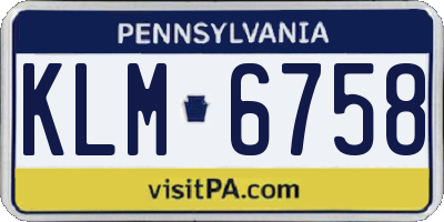 PA license plate KLM6758
