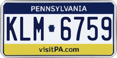 PA license plate KLM6759