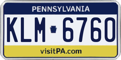 PA license plate KLM6760