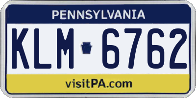 PA license plate KLM6762