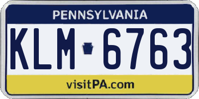 PA license plate KLM6763