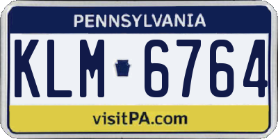 PA license plate KLM6764