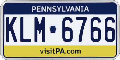 PA license plate KLM6766