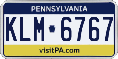 PA license plate KLM6767