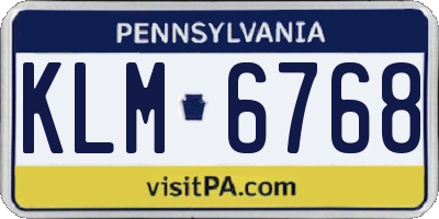 PA license plate KLM6768